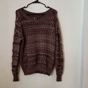 Jeans by Buffalo | Maroon & Shimmering Gold Oversized Sweater | Women's Small